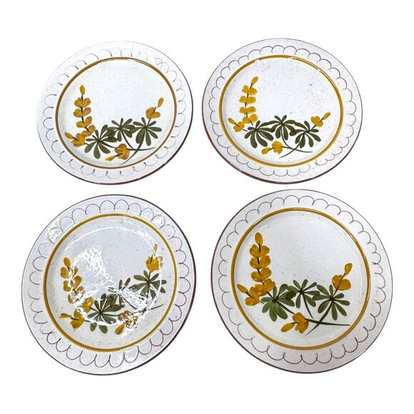 Vintage Stangl Painted Golden Blossoms Botanical Salad Plates Set of 4 6.25" MCM - Picture 1 of 7